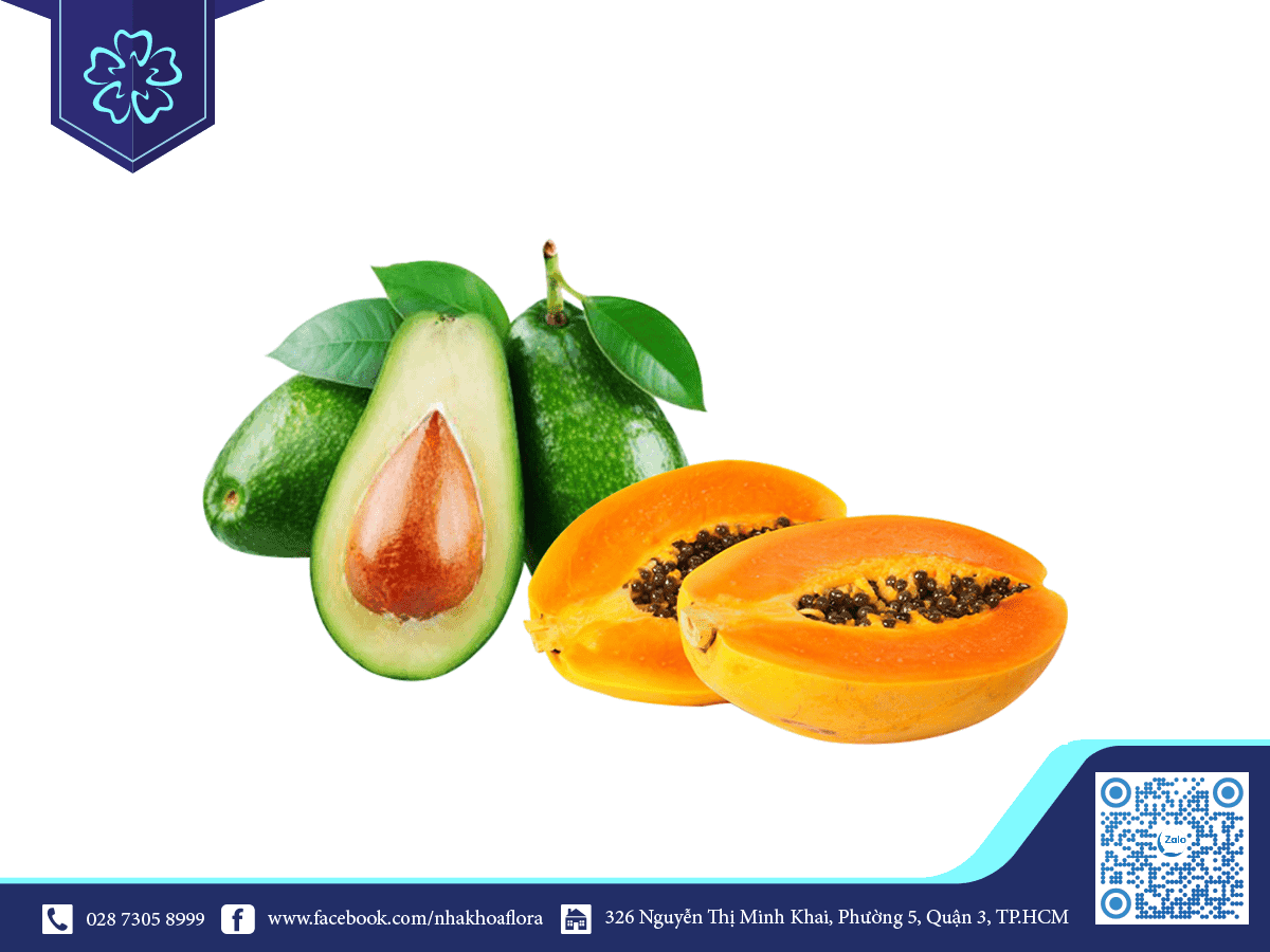 trái cây mềm như bơ và đu đủ