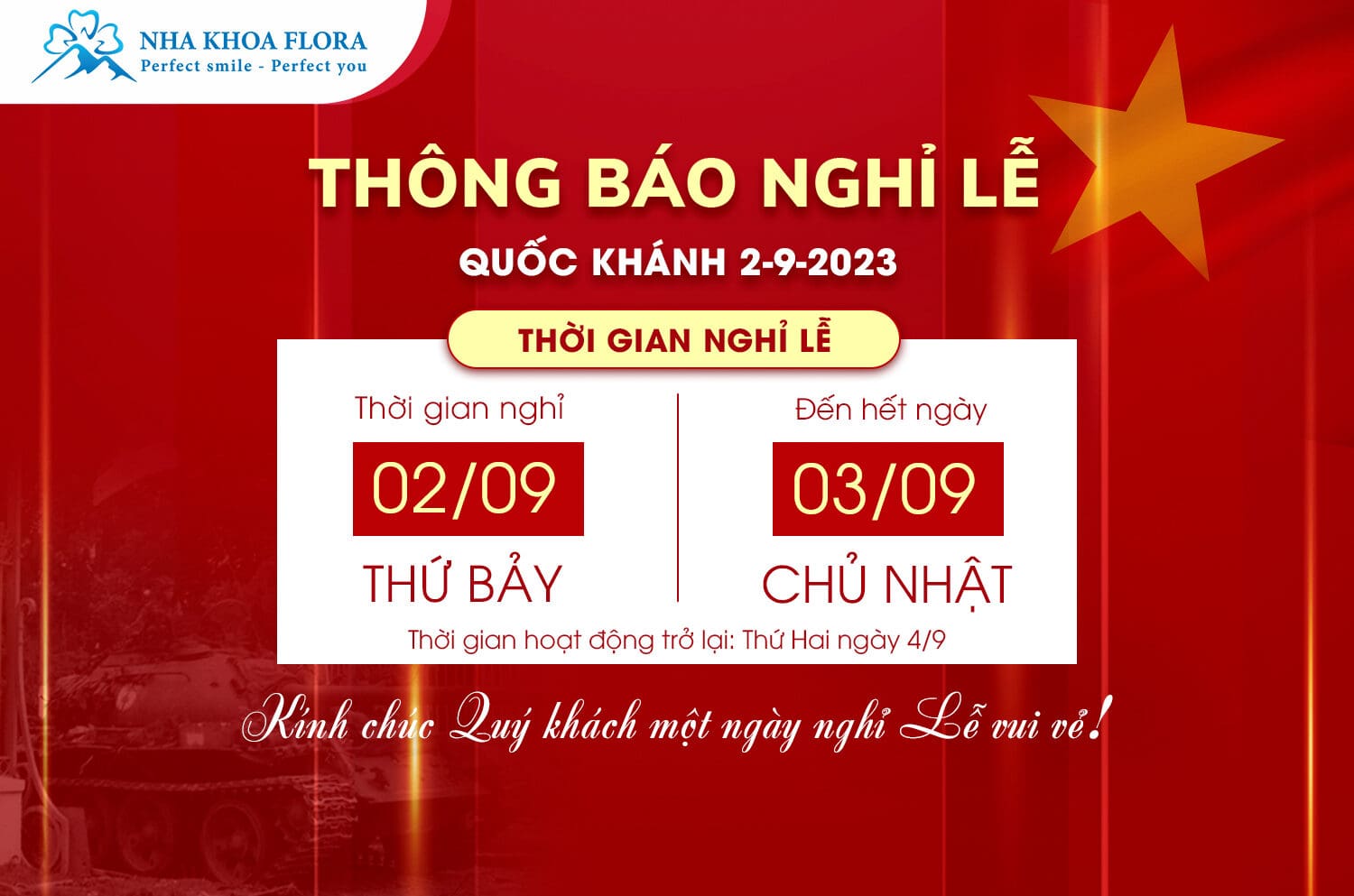 Thông Báo Lịch Nghỉ Lễ Quốc Khánh 2/9/2023 1