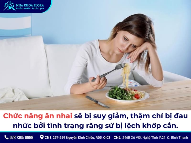 bọc răng sứ bị lệch khớp cắn